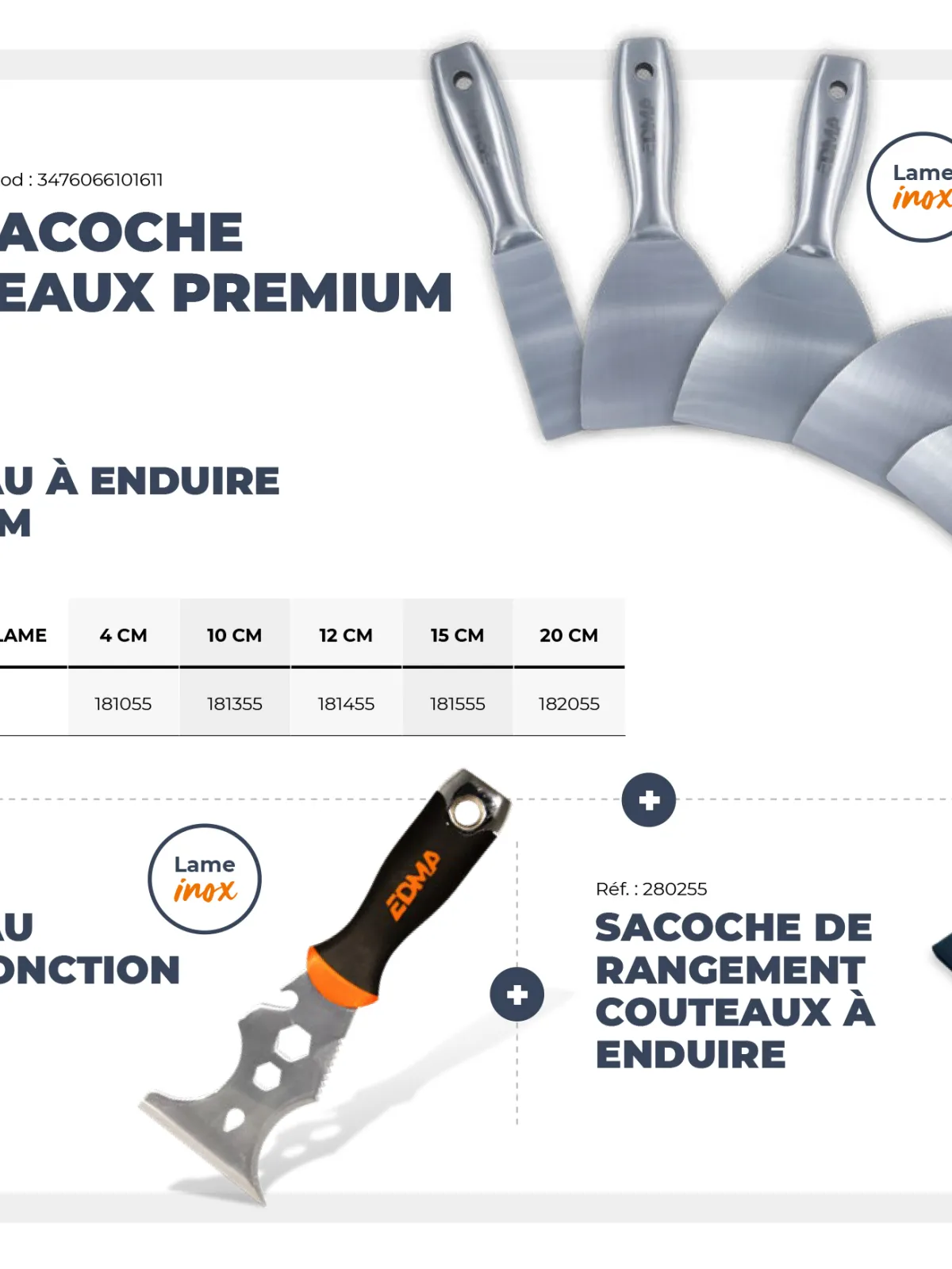 LOT SACOCHE COUTEAUX À ENDUIRE PREMIUM