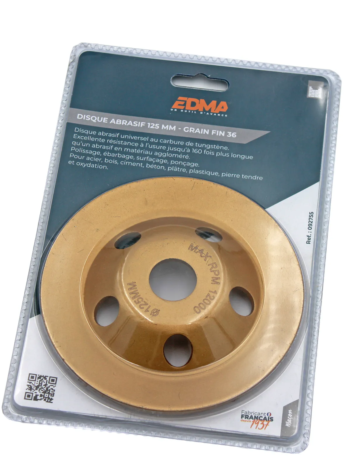DISQUE ABRASIF Ø 125 MM - Grain fin 36