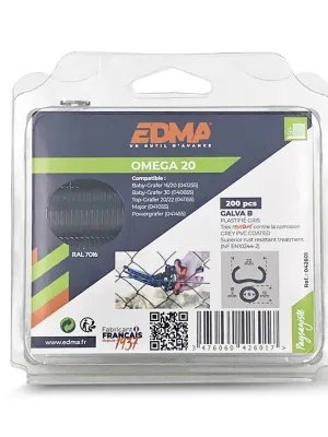 AGRAFE OMEGA 20 - Galva plastifié gris - x 200 pcs