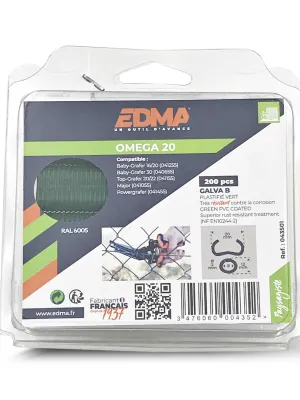 AGRAFE OMEGA 20 - Galva plastifié vert - x 200 pcs