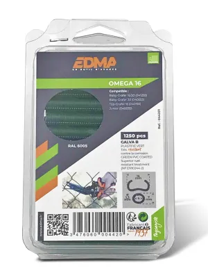 AGRAFE OMEGA 16 - Galva plastifié vert - x 1250 pcs