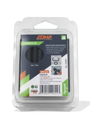 AGRAFE OMEGA 16 - Galva plastifié gris - x 250 pcs
