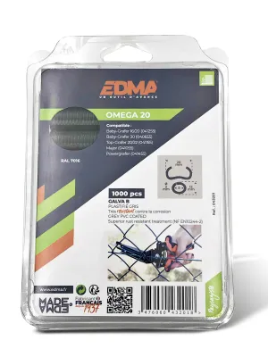 AGRAFE OMEGA 20 - Galva plastifié gris - x 1000 pcs