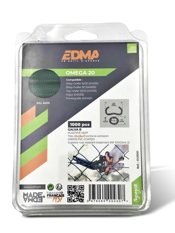 Produit AGRAFE OMEGA 20 - Galva plastifié vert - x 1000 pcs Image